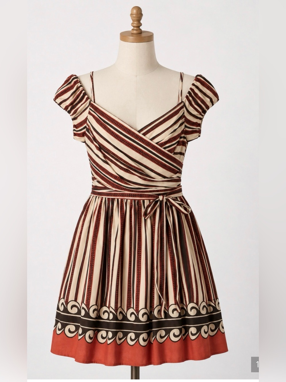 NEW ANNI SUI x TARGET OFF SHOULDER STRIPE SILK MINI DRESS SIZE SMALL